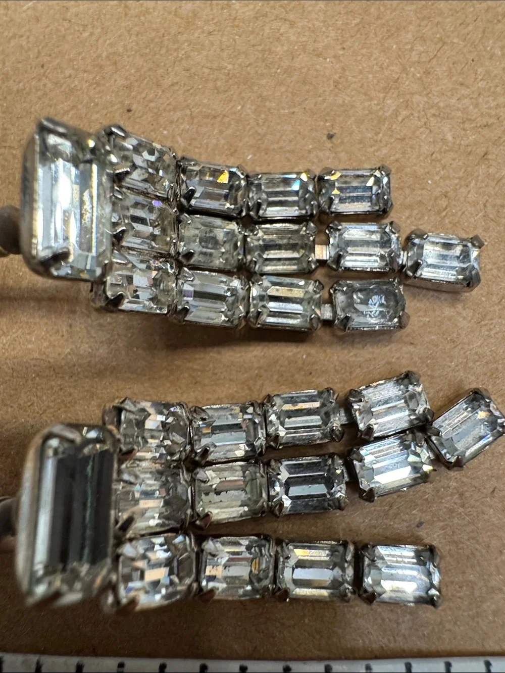 Crystal Vintage Fringe Drop Earrings - Clear Rhodium Tone